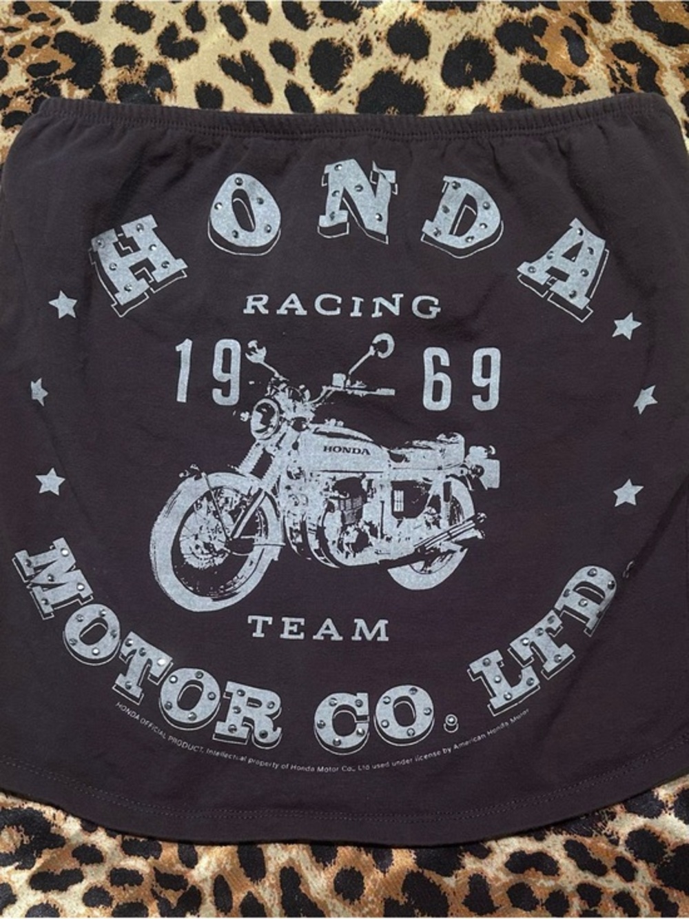 Honda Motor Co. Ltd. Gray Graphic Tube Top with Rhinestones
